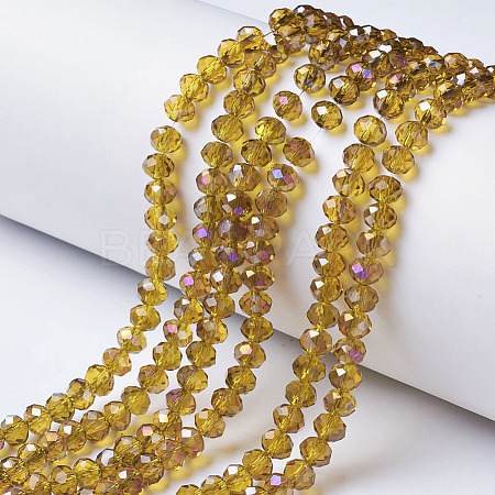 Electroplate Transparent Glass Beads Strands EGLA-A034-T3mm-F05-1