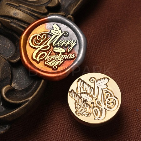 Merry Chrstmas Wax Seal Brass Stamp Heads AJEW-M038-01S-G-1