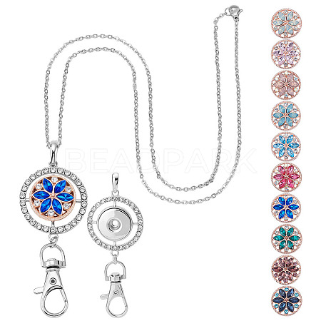 10Pcs 10 Colors Alloy Rhinestone Snap Buttons FIND-NB0006-38-1