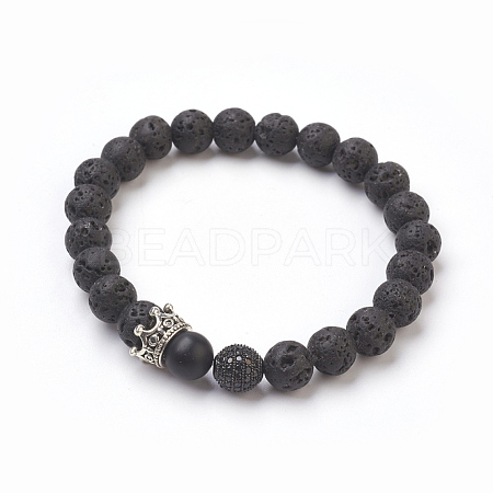 Natural Lava Beads Stretch Bracelets BJEW-JB03879-01-1