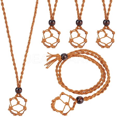 6Pcs Adjustable Waxed Cord Macrame Pouch Empty Stone Holder Necklace Making NJEW-BBC0001-08B-1