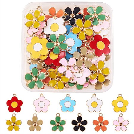 44Pcs 11 Colors Alloy Enamel Pendants ENAM-SZ0002-16-1