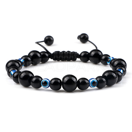 Round Natural Obsidian Braided Beaded Bracelets XM7085-2-1