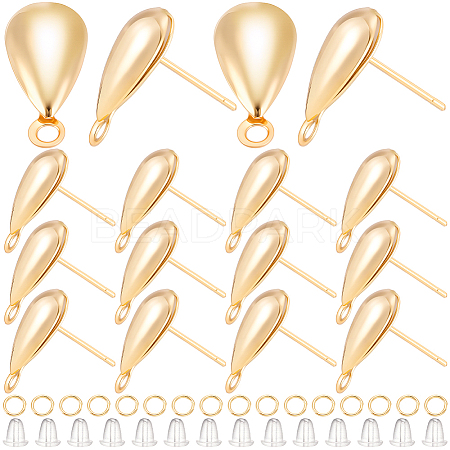Teardrop Brass Stud Earring Findings KK-CN0003-40-1