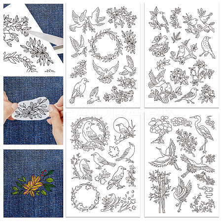4 Sheets 11.6x8.2 Inch Stick and Stitch Embroidery Patterns DIY-WH0455-082-1