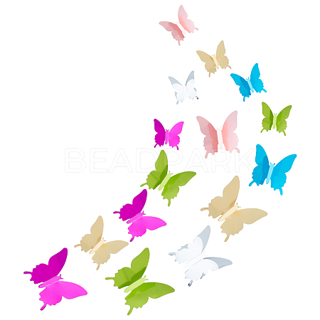 6 Sets 6 Colors PVC Mirror Wall Stickers DIY-GA0002-03-1