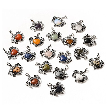 Natural & Synthetic Mixed Gemstone Heart Pendants KK-K331-01AS-1