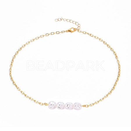 ABS Plastic Imitation Pearl Beaded Necklaces NJEW-JN03179-1