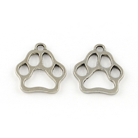 Dog Paw Prints Tibetan Style Alloy Pendants X-TIBEP-R338-01AS-RS-1