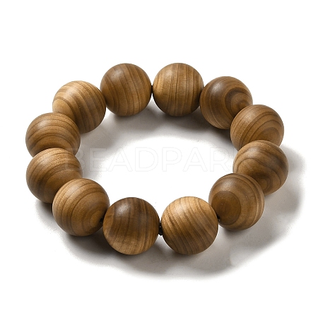 20mm Round Wood Beaded Stretch Bracelets BJEW-B080-10A-1