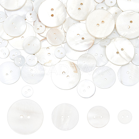 70Pcs 4 Styles 2-Hole Freshwater Shell Buttons BUTT-FG0001-16-1