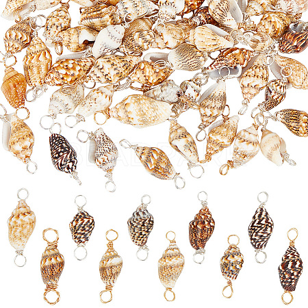 100Pcs 2 Colors Natural Shell Connector Charms PALLOY-AB00235-1