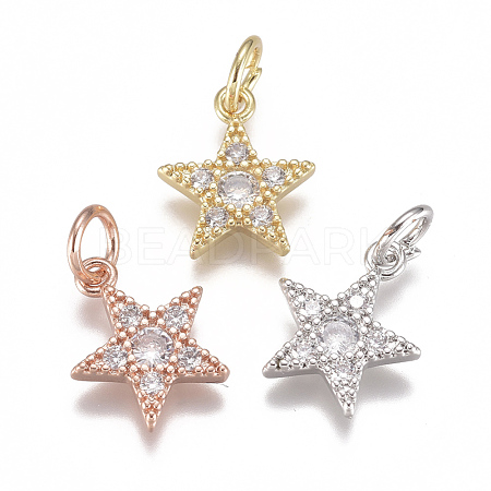 Brass Micro Pave Cubic Zirconia Charms ZIRC-F111-11-1