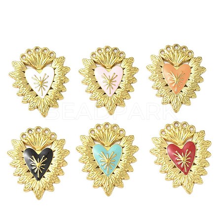 304 Stainless Steel Enamel Pendants STAS-I346-57G-1