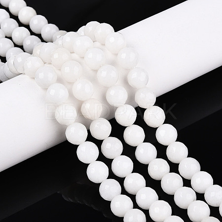 Dyed Natural White Jade Beads Strands G-T139-8mm-60-01-1