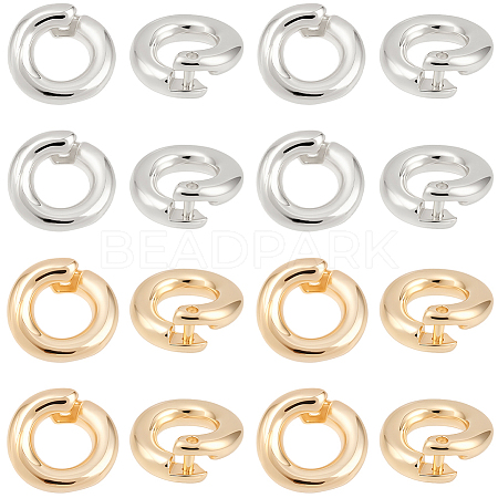 20Pcs 2 Colors Brass Locking Jump Rings KK-BBC0023-07A-1