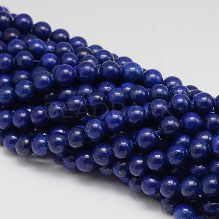 Dyed Round Natural Lapis Lazuli Beads Strands G-K081-4mm-1