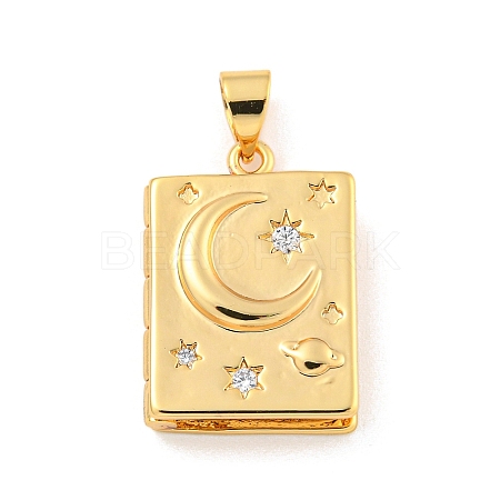 Rack Plating Brass Micro Pave Cubic Zirconia Locket Pendants KK-Z048-04G-1