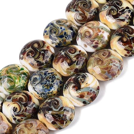 Handmade Gold Sand Lampwork Beads Strands LAMP-Q041-03-1
