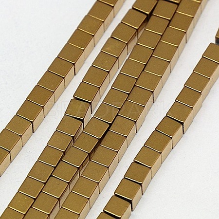 Electroplate Non-magnetic Synthetic Hematite Beads Strands G-J170A-3x3mm-07-1