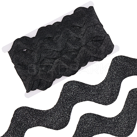 10 Yard Metallic Polyester Wavy Fringe Trim Ribbon SRIB-GF0001-38J-1