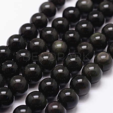 Natural Rainbow Obsidian Beads Strands G-D838-6mm-04-1