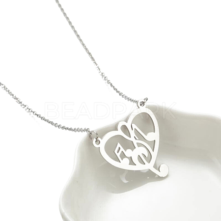 Stainless Steel Musical Theme Pendant Necklace for Women MUSI-PW0001-08A-P-1