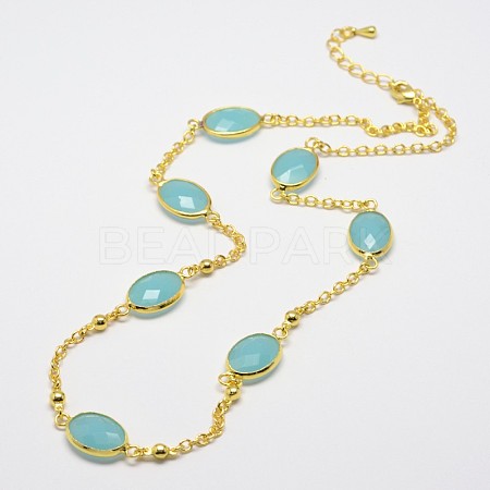 Golden Plated Brass Chain Necklaces X-NJEW-P121-30A-1