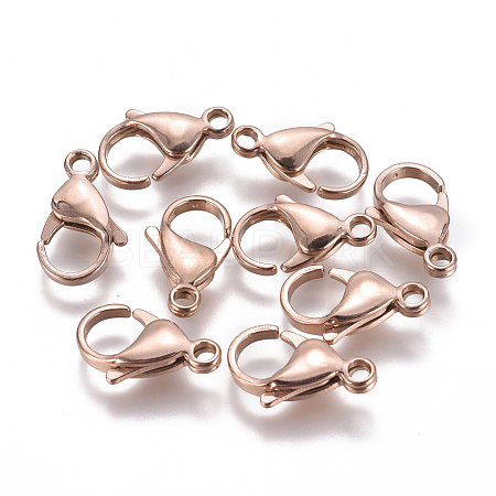 Ion Plating(IP) 304 Stainless Steel Lobster Claw Clasps LS-STAS-F224-04RG-1