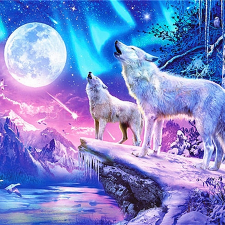 DIY Wolf & Scenery Diamond Painting Kits DIAM-PW0001-252N-1