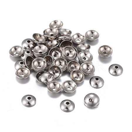 Non-Tarnish 201 Stainless Steel Bead Caps STAS-F255-045P-4mm-1