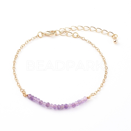 February Birthstone Natural Amethyst Beaded Bracelets BJEW-JB06092-02-1