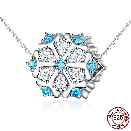 925 Sterling Silver Cubic Zirconia Pendant Necklaces NJEW-FF0005-14P-1