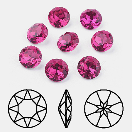 Pointed Back & Back Plated K9 Glass Rhinestone Cabochons RGLA-J012-8mm-502-1