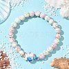 Baking Paint Synthetic Turquoise Round & Tortoise Beads Stretch Bracelets for Men Women BJEW-JB12340-01-1
