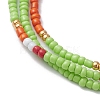 Adjustable Glass Seed Beaded Triple Layer Multi-strand Bracelet BJEW-MZ00048-05-2