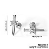 304 Stainless Steel Clear Cubic Zirconia Sword with Moon Stud Earrings AE8260-5-2