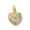 Heart Theme Brass Micro Pave Cubic Zirconia Charms KK-H475-56G-05-1