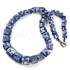 Natural Blue Spot Jasper Hexagon Prism Graduated Beaded Necklaces for Women Men NJEW-K388-03C-1
