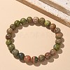 Natural Unakite Bead Stretch Bracelets X-BJEW-K212-B-006-1