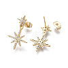Brass Micro Pave Clear Cubic Zirconia Stud Earrings X-EJEW-T011-010-NF-3