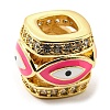 Rack Plating Brass Micro Pave Cubic Zirconia Evil Eye European Beads with Enamel KK-M247-34G-02-3
