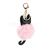 Cute Cat PU Leather & Imitate Rex Rabbit Fur Ball Keychain KEYC-C005-01A-2