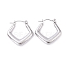 Non-Tarnish 304 Stainless Steel Rhombus Hoop Earrings for Women EJEW-G293-21P-1