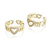 Brass Micro Pave Clear Cubic Zirconia Cuff Rings RJEW-S044-115-NF-2