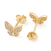 Clear Cubic Zirconia Butterfly Stud Earrings EJEW-G351-01G-2