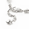 Alloy Heart Padlock and Skeleton Key Charm European Bracelet with Snake Chains BJEW-JB08043-7