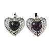 Natural Amethyst Peach Love Heart Pendants G-G158-01N-1