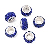 Polymer Clay Rhinestone European Large Hole Beads with Silver Color Plated Brass Cores FPDL-R002-03-3