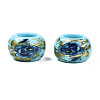 Flower Printed Opaque Acrylic Rondelle Beads SACR-S305-27-E01-2